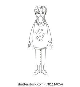 Woman girl student young cartoon character vector illustration