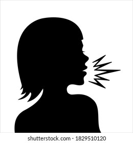 woman or girl talks, silhouette, vector illustration