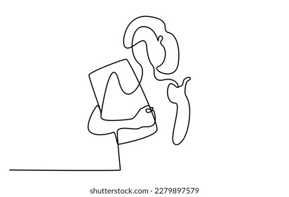 woman girl university pose hold book line art