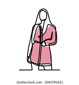 Woman girl wear dress oneline continuous line art premium vector set