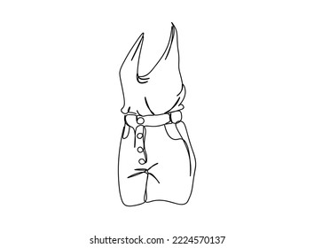 Woman, Girl's Dress, cloth line art drawing continues line vector illustration