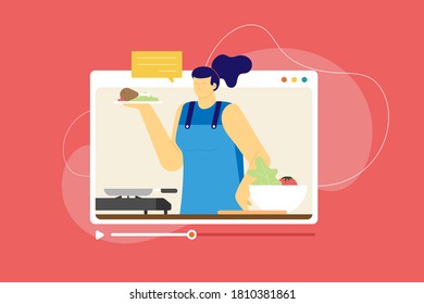 Woman Give Cooking Online Course Video