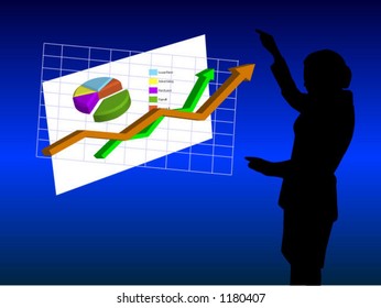 Woman giving 3d presentation - Separate Items, Vector