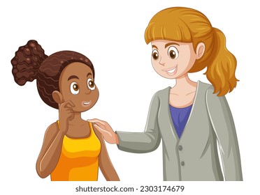 Woman Giving Advice to Teenage Girl illustration