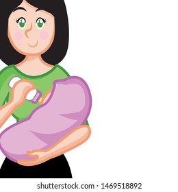 woman giving bottle to her son in her arms