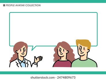 A woman giving an explanation. speech bubble.