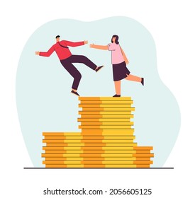 Woman giving helping hand to employee. Experienced worker helping another one not to fail flat vector illustration. Support, assistance, tutorship concept for banner, website design, landing web page