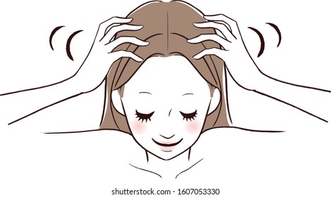 Woman Giving Herself A Scalp Massage