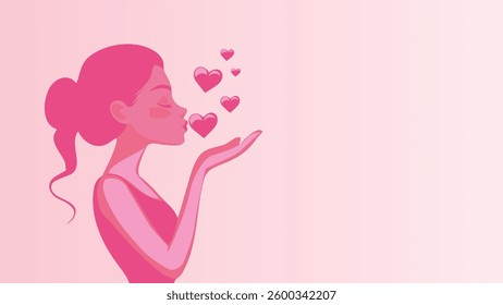 A woman giving a love kiss in the air