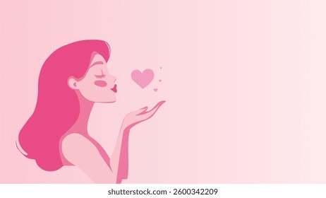 A woman giving a love kiss in the air