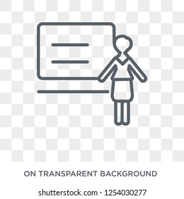 Woman Giving a Speech icon. Trendy flat vector Woman Giving a Speech icon on transparent background from Ladies collection. High quality filled Woman Giving a Speech symbol use for web and mobile