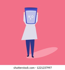 Woman with a glass of water as a head illustration