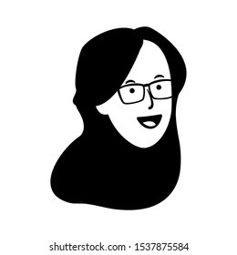 woman with glasses icon over white background, vector illustration