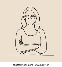 woman glasses style oneline continuous single line art