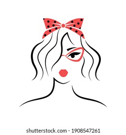 Woman with glasses. View front. Isolated vector illustration