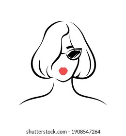 Woman with glasses. View front. Isolated vector illustration