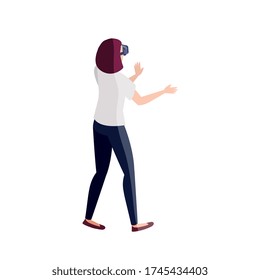 woman with glasses virtual reality on white background vector illustration design