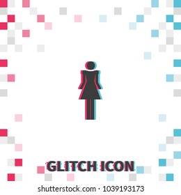 Woman  glitch effect vector icon.