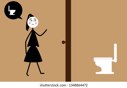 woman go to use toilet symbol and icon. vector illustration. 