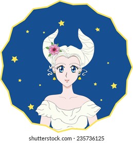 Woman with goat's horns. Astrological symbol of chinese new year 2015