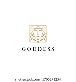 woman goddess logo vector icon illustration