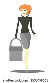 Woman goes to work with joy. Vector