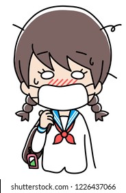 A woman going to school with a cold