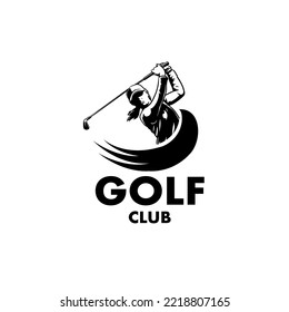 woman golf club logo. golf training logo design template