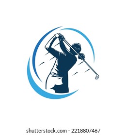 woman golf club logo. golf training logo design template