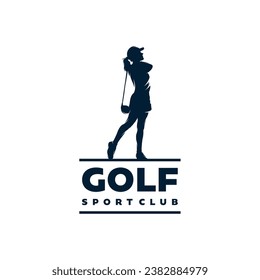 woman golf club logo. golf training logo design template