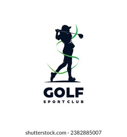 logo del club de golf femenino. plantilla de diseño de logotipo de entrenamiento de golf