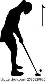 The woman golf player silhouette 