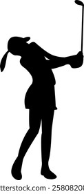 The woman golf player silhouette 