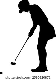 The woman golf player silhouette 