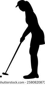 The woman golf player silhouette 