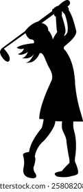 The woman golf player silhouette 