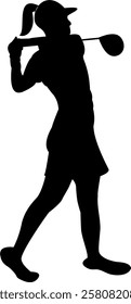 The woman golf player silhouette 