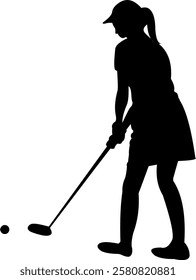 The woman golf player silhouette 