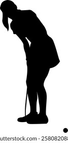 The woman golf player silhouette 