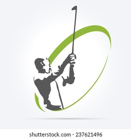 Woman golf silhouette, illustration on white background