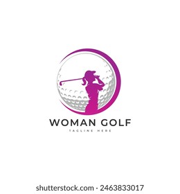 woman golf vector template design