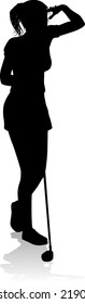 A woman golfer sports person playing golf 