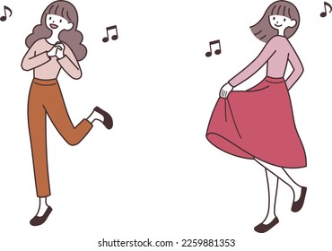 A woman in a good mood doing a little dance