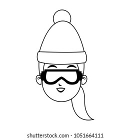 Woman with googles cartoon