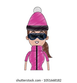 Woman with googles cartoon
