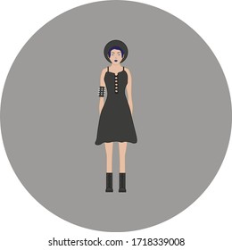 woman with gothic lock. illustration for web and mobile design.