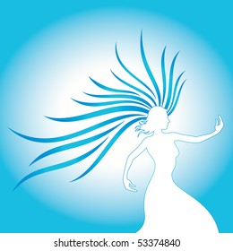 Woman gradient blue silhouette