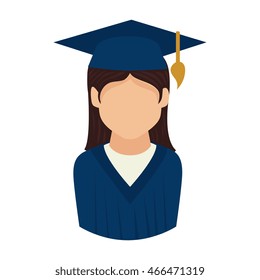 woman graduate graduation education university achievement hat vector graphic isolated and flat illustration
