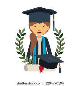 woman graduating with certificate avatar character