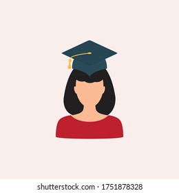 woman in graduation cap flat vector   education flat  icon